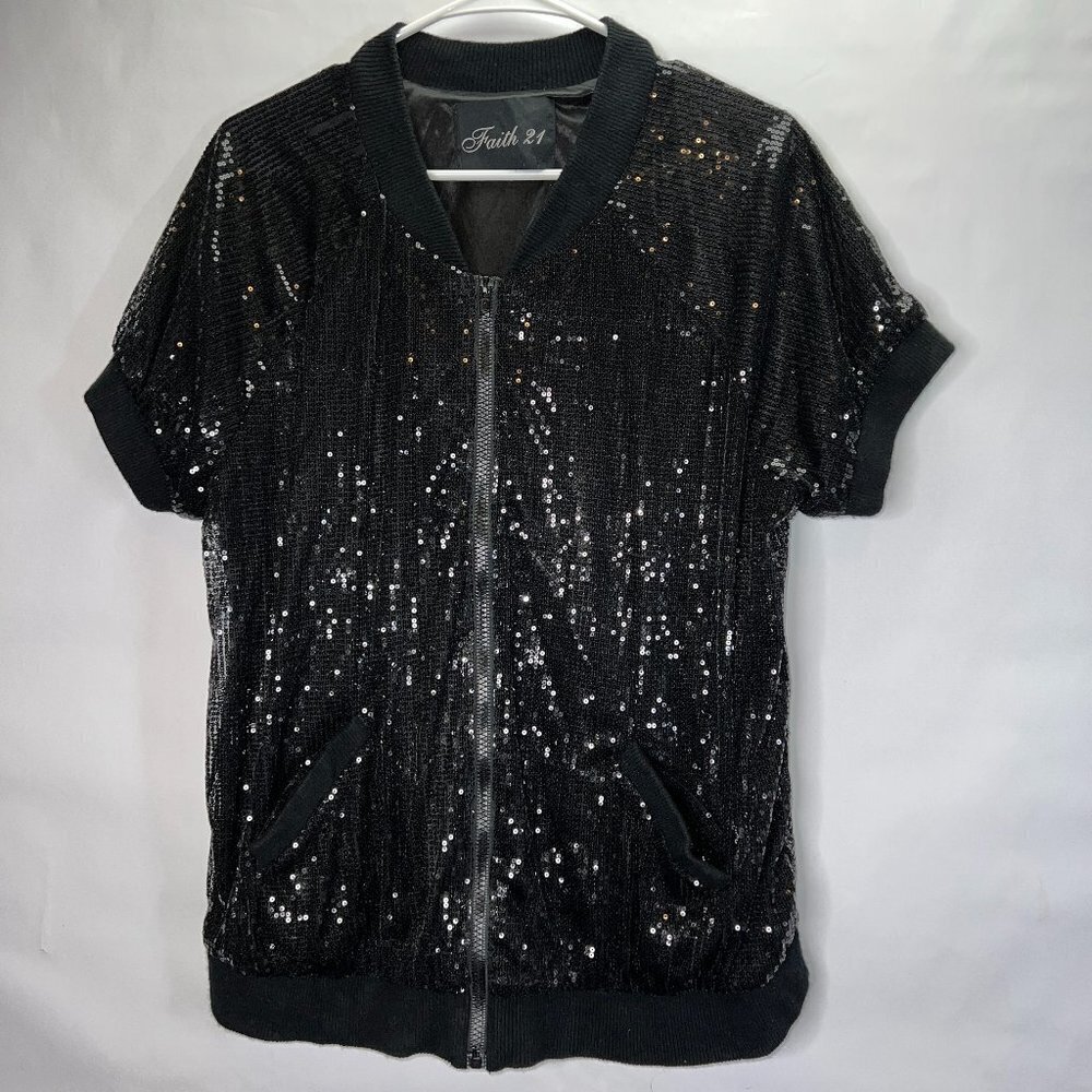 FAITH 21 Sequins Zip Up Jacket L